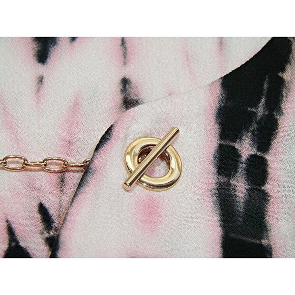 Torrid Sleeveless Flowy Blouse Top Sz 1 Pink Black Tie Dye Key Hole Gold Jewels - Picture 7 of 12